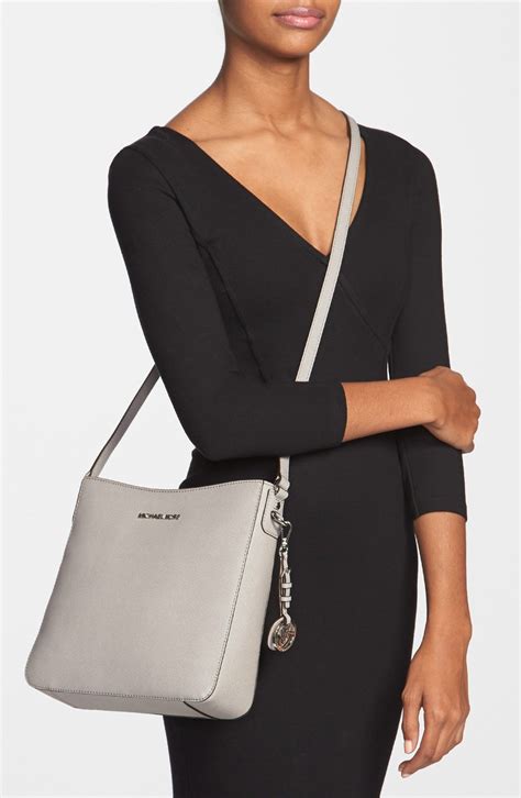 michael kors pearl gray crossbody|grey leather crossbody bags.